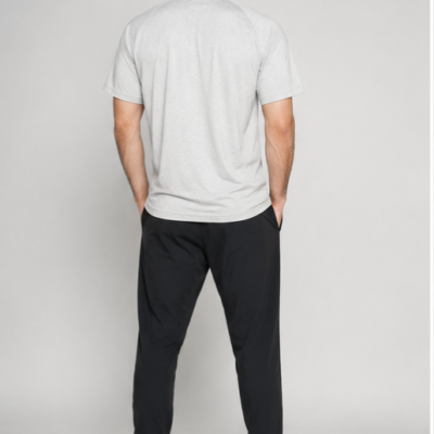 Alternative view of 2-Piece Light Grey & Black Outfit – Large